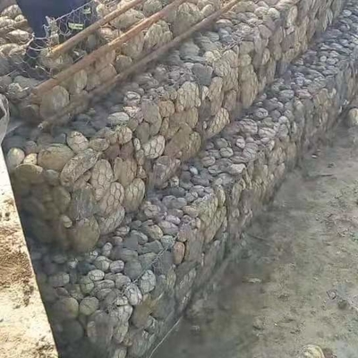 سداسية جالفان جايبيان سلة منسوجة بحجر معبأ مقاس 8 × 10 سم لحماية الجدار البحري