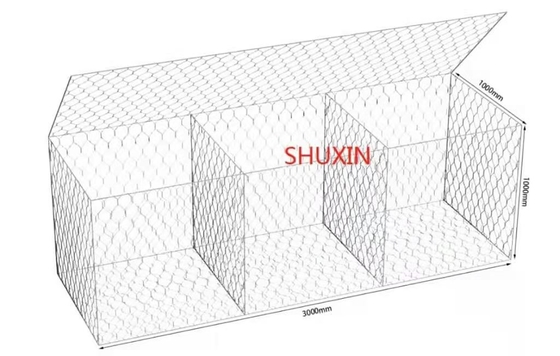 3.0mm 3x1x1m صناديق التراب المجلفنة من الحديد الثقيل المملوءة بالطرق والجسور