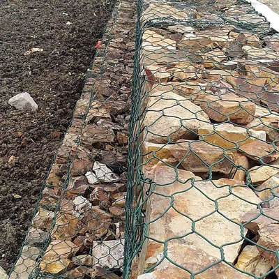 بولي كلوريد الفينيل رمادي 2x1x1m سلة شبكة التراب 6x8 للحجر