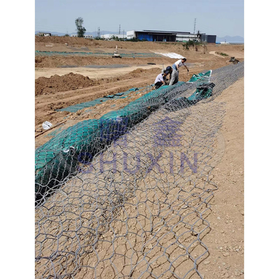 سلك حديدي 2.7mm حفرة غابيونية مغلفة 8 * 10 سم نسيج للحجارة