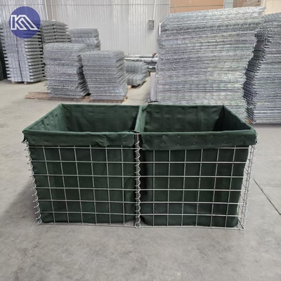 عبء ثقيل 3 بوصة شبكة ثقب غابيون سلة MIL1 1.37M عالية Hesco حاجز لحام غابيون مربع المكسوة مع القماش الجيوتكستيل