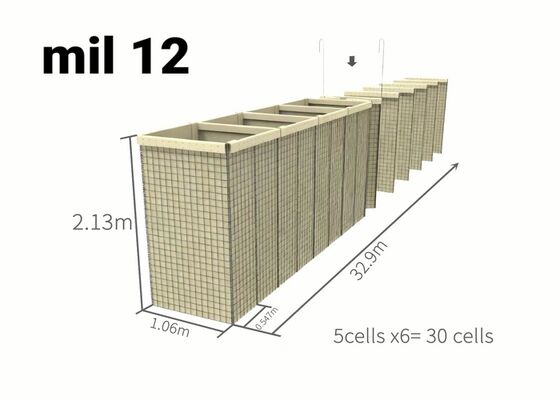 الحاجز العسكري المصمم مع شبكة سلك الفولاذ المغلفة الحارة والتصميم متعدد الخلايا لسهولة التثبيت